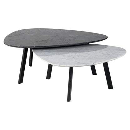 Salontafel Trocadero | Set van 2 | Zwart & Wit Marmer