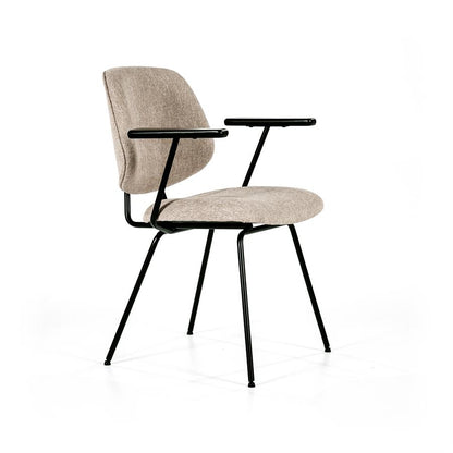 Eetkamerstoel Lynn | Beige Stof | Met Armleuning