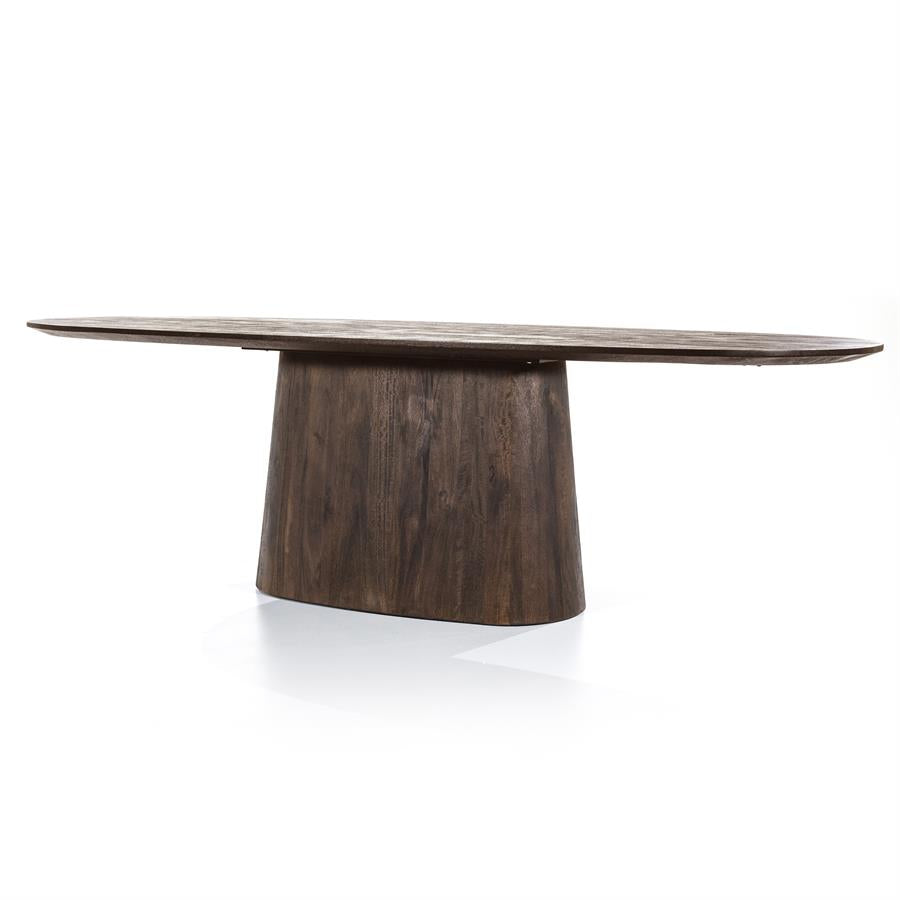 Eettafel Aron | Bruin Mangohout | Ovaal — Zijaanzicht - witfoto