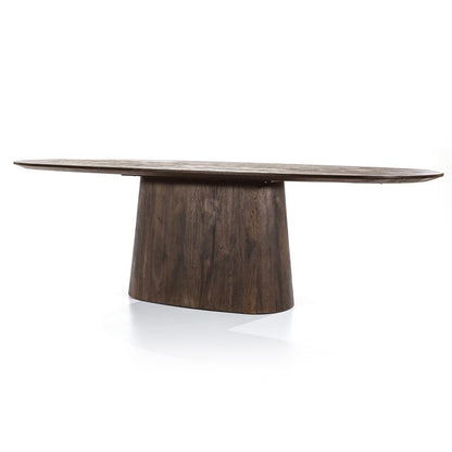Eettafel Aron | Bruin Mangohout | Ovaal — Zijaanzicht - witfoto