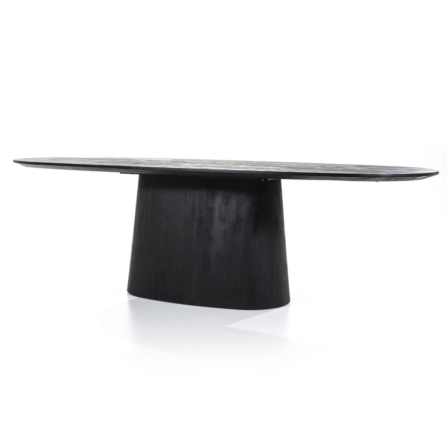 Eettafel Aron | Zwart Mangohout | Ovaal — Zijaanzicht - witfoto
