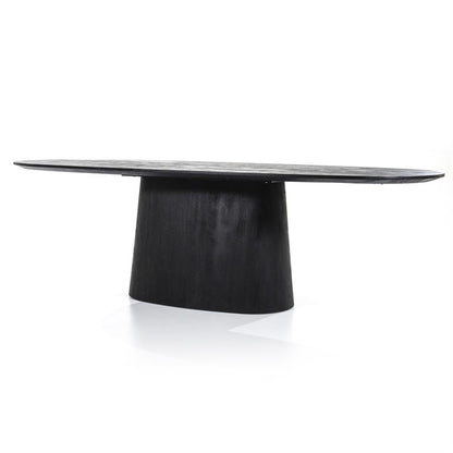 Eettafel Aron | Zwart Mangohout | Ovaal — Zijaanzicht - witfoto