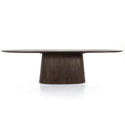 Eettafel Aron | Bruin Mangohout | Ovaal — Zijaanzicht - witfoto