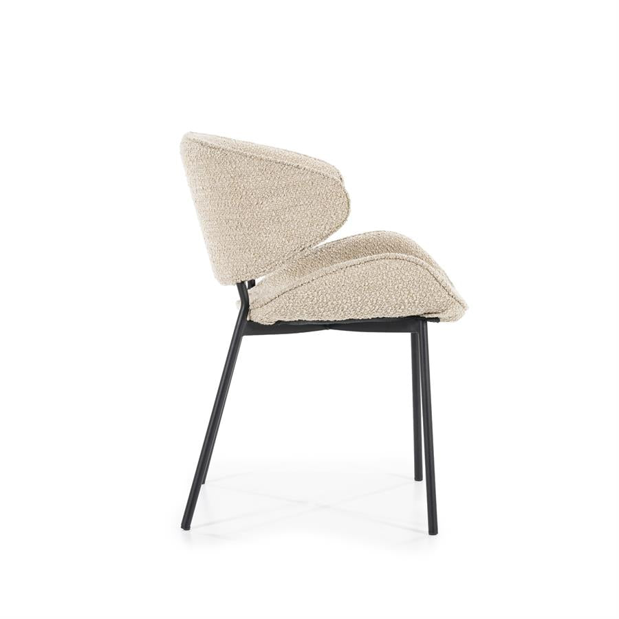 Eetkamerstoel Tess | Zand Stof | Met Armleuning