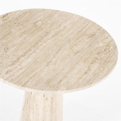 Eettafel Aime beige travertin, detail van het materiaal