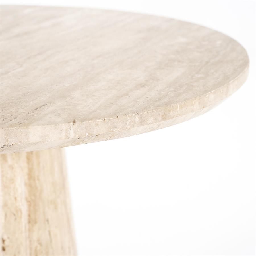 Eettafel Aime beige travertin, detail van het materiaal
