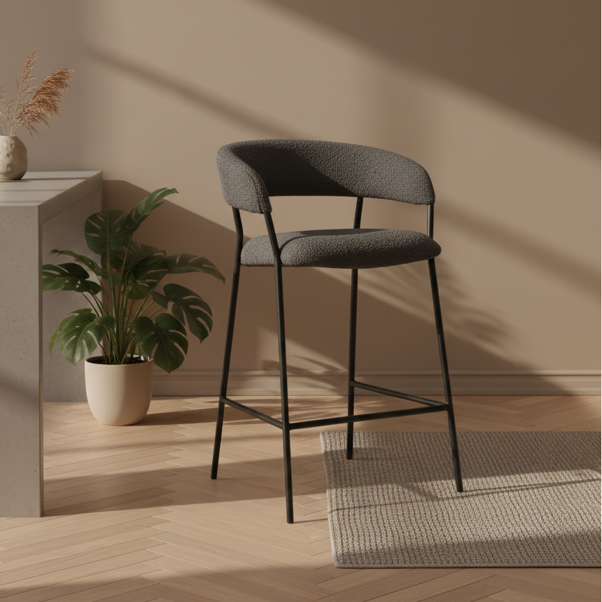 Barkruk Luka | Grijs Polyester