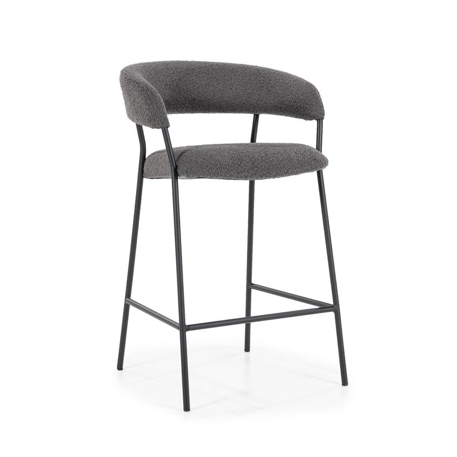 Barkruk Luka | Grijs Polyester — Vooraanzicht - witfoto