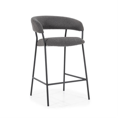 Barkruk Luka | Grijs Polyester — Vooraanzicht - witfoto