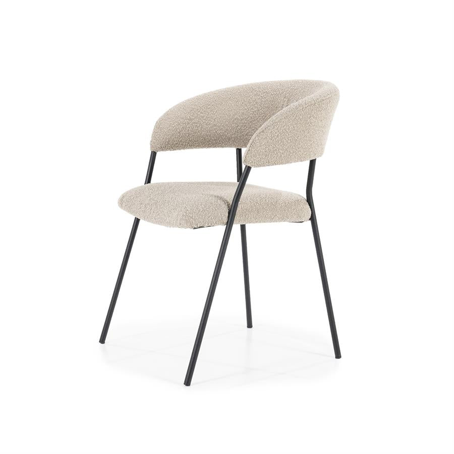 Eetkamerstoel Luka | Taupe Polyester | Met Armleuning