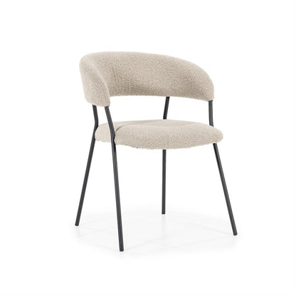 Eetkamerstoel Luka | Taupe Polyester | Met Armleuning