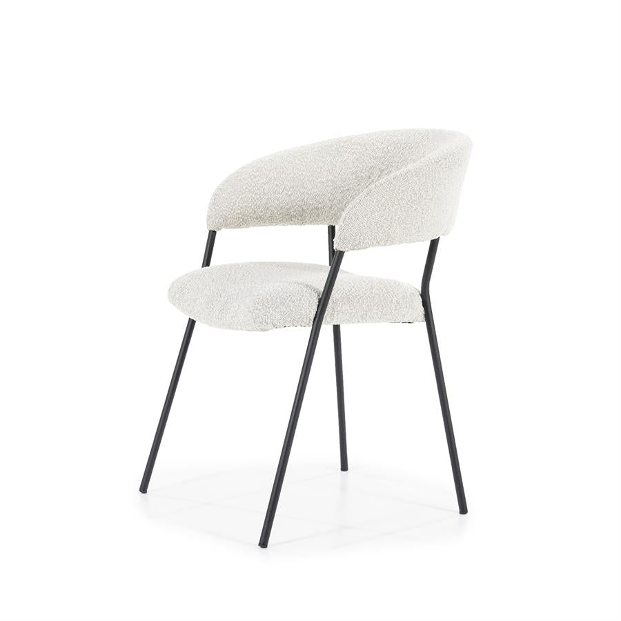 Eetkamerstoel Luka | Beige Polyester | Met Armleuning