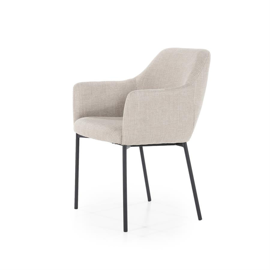 Eetkamerstoel Paul | Taupe Polyester | Met Armleuning