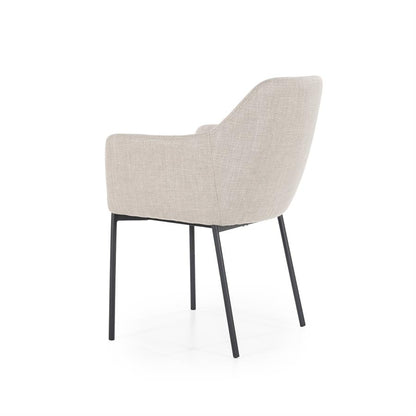 Eetkamerstoel Paul | Taupe Polyester | Met Armleuning