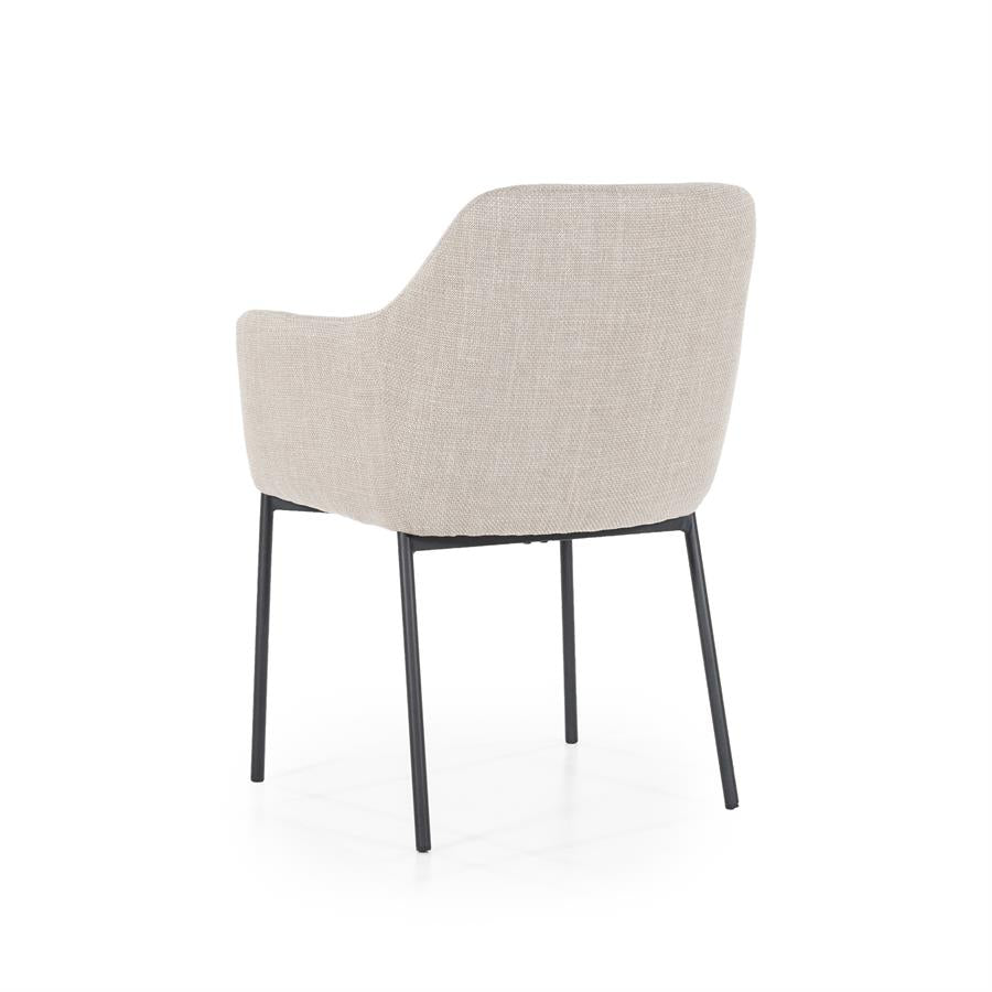 Eetkamerstoel Paul | Taupe Polyester | Met Armleuning