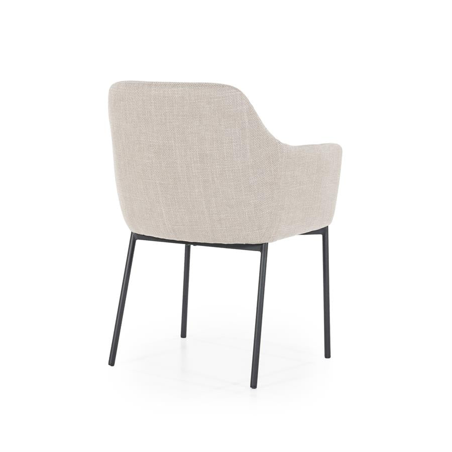 Eetkamerstoel Paul | Taupe Polyester | Met Armleuning