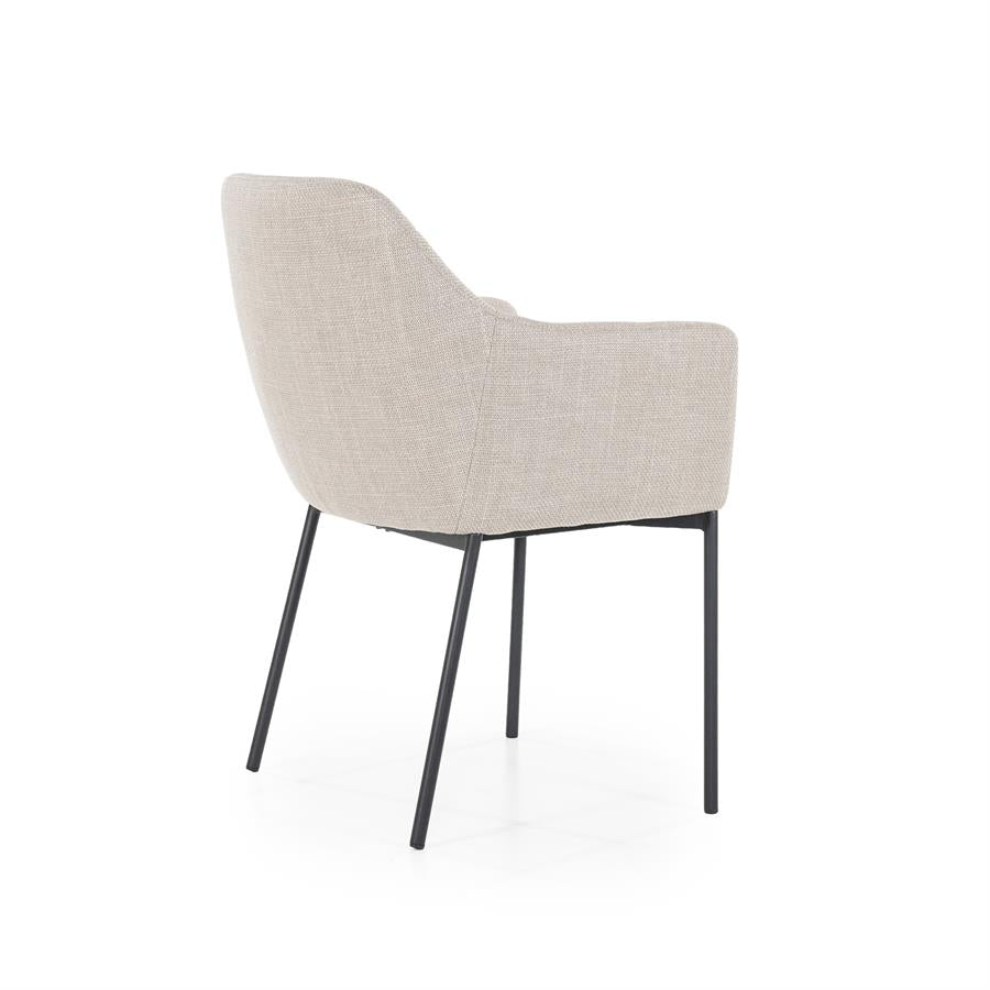 Eetkamerstoel Paul | Taupe Polyester | Met Armleuning