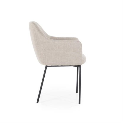 Eetkamerstoel Paul | Taupe Polyester | Met Armleuning