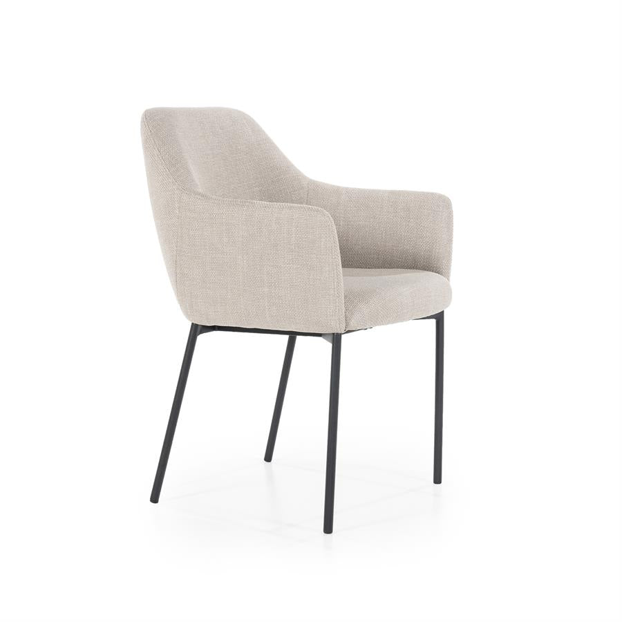 Eetkamerstoel Paul | Taupe Polyester | Met Armleuning