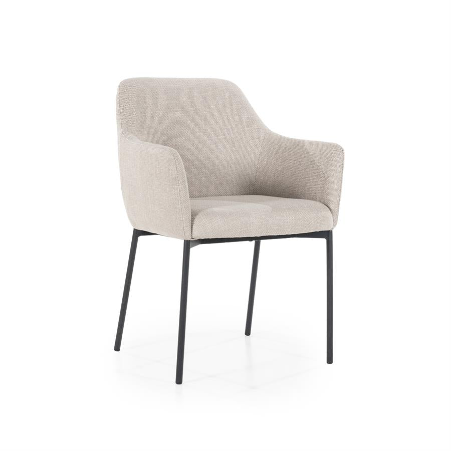 Eetkamerstoel Paul | Taupe Polyester | Met Armleuning