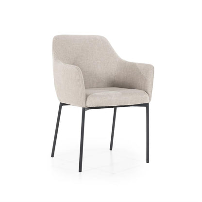Eetkamerstoel Paul | Taupe Polyester | Met Armleuning