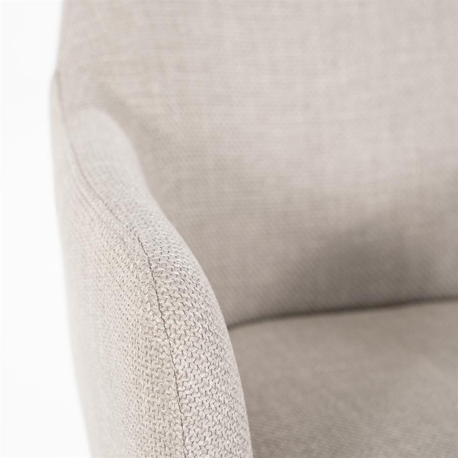 Eetkamerstoel Paul | Taupe Polyester | Met Armleuning
