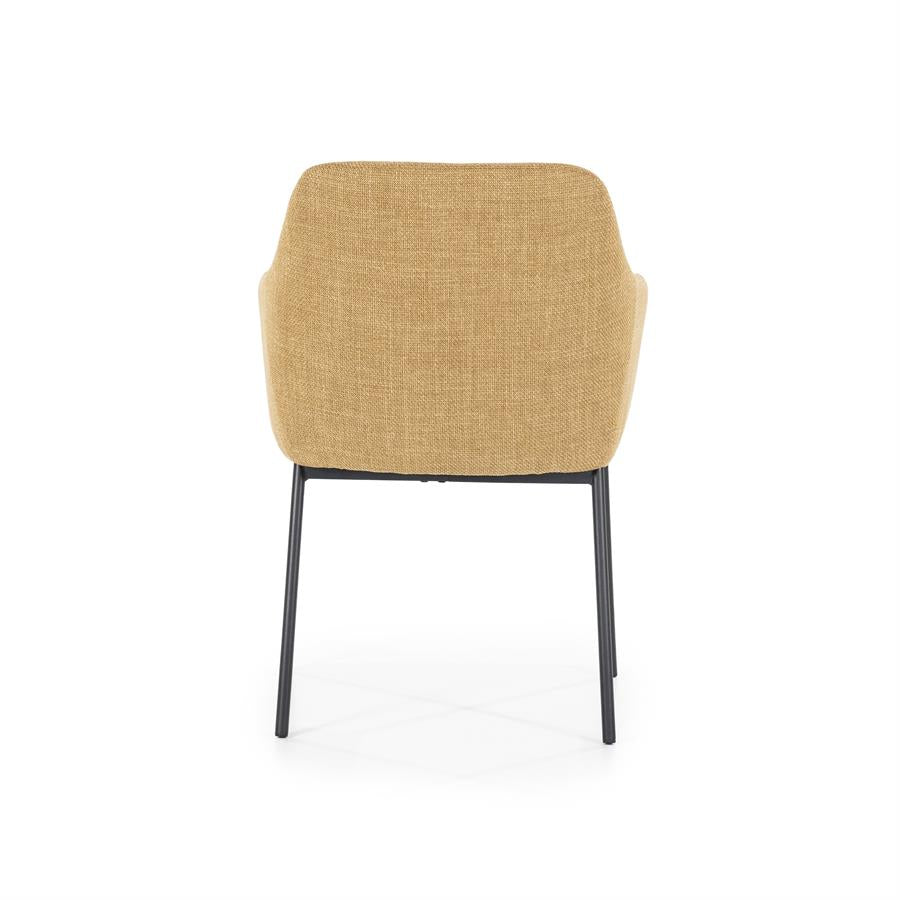 Eetkamerstoel Paul | Geel Polyester | Met Armleuning