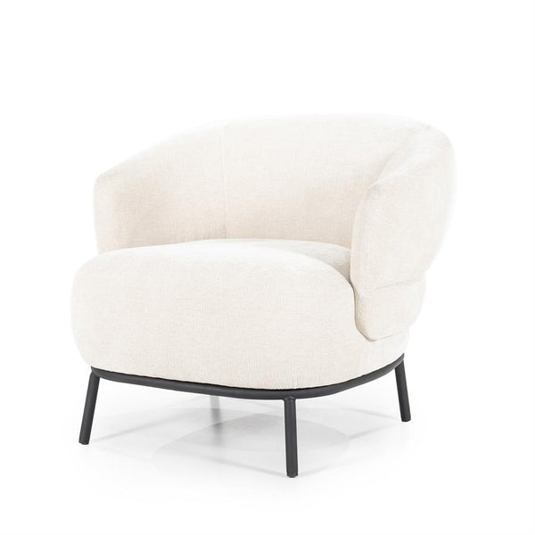 Fauteuil David | Beige Polyester | Met Armleuning — Vooraanzicht - witfoto