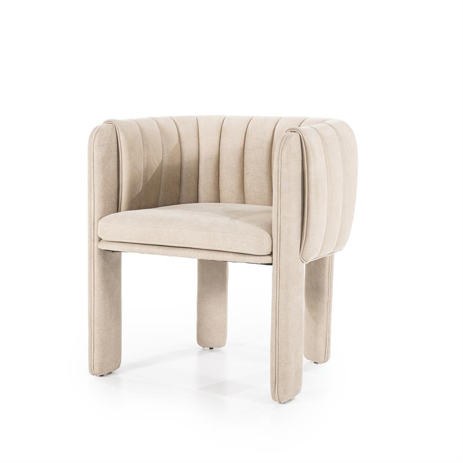 Eetkamerstoel Liselore | Beige Polyester | Met Armleuning