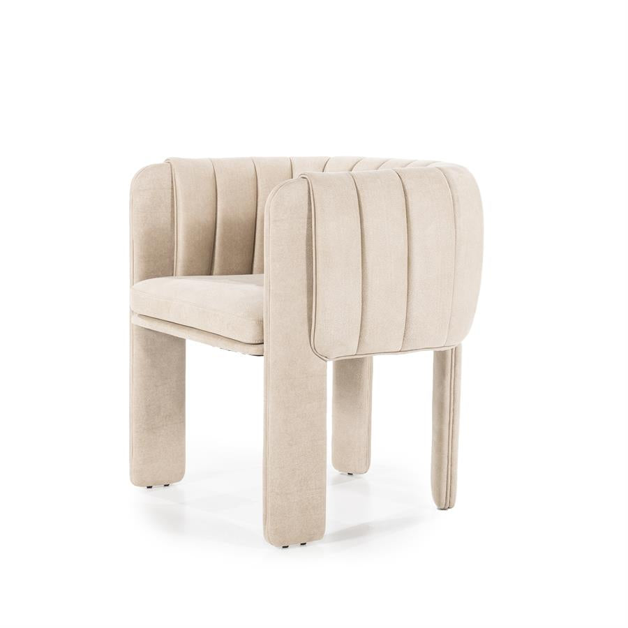 Eetkamerstoel Liselore | Beige Polyester | Met Armleuning