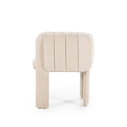 Eetkamerstoel Liselore | Beige Polyester | Met Armleuning