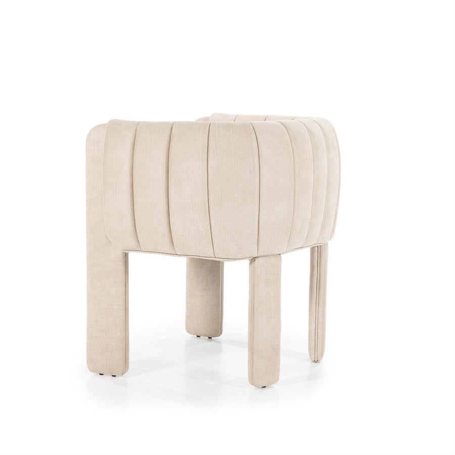 Eetkamerstoel Liselore | Beige Polyester | Met Armleuning