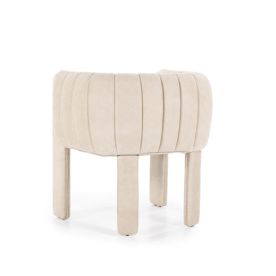 Eetkamerstoel Liselore | Beige Polyester | Met Armleuning