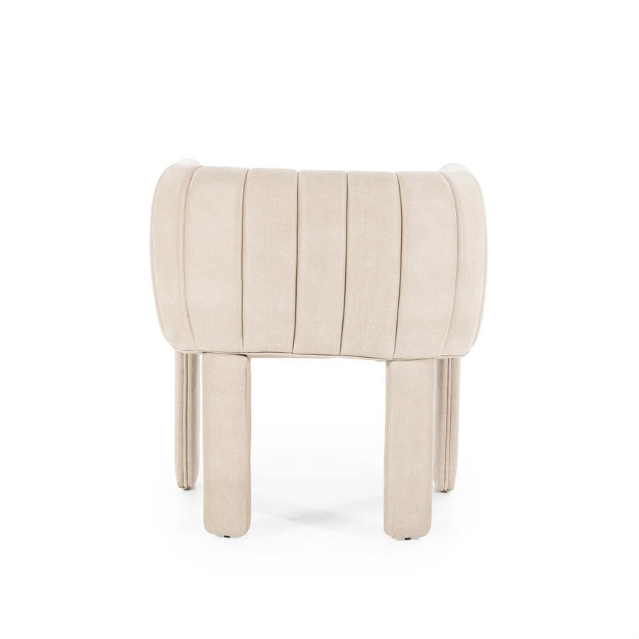 Eetkamerstoel Liselore | Beige Polyester | Met Armleuning