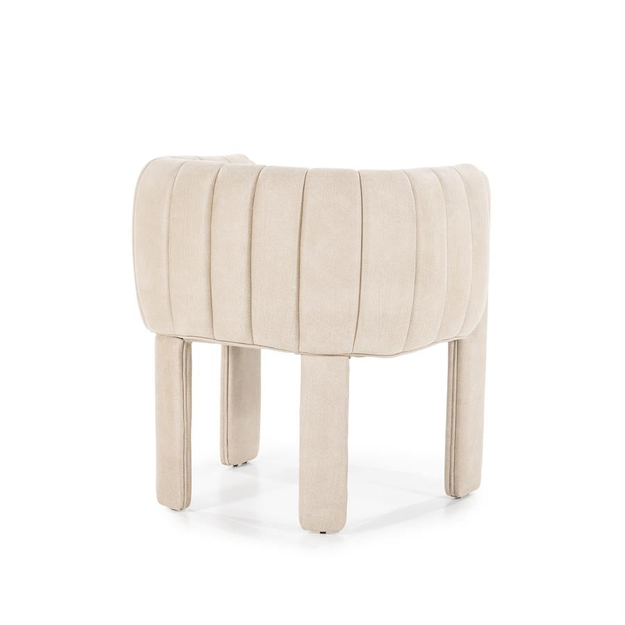 Eetkamerstoel Liselore | Beige Polyester | Met Armleuning