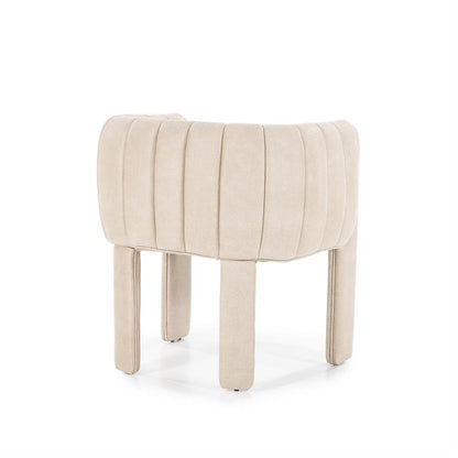 Eetkamerstoel Liselore | Beige Polyester | Met Armleuning