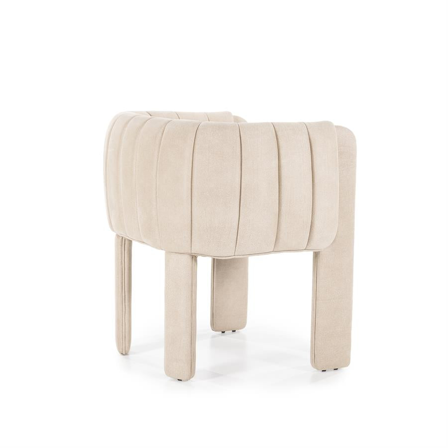 Eetkamerstoel Liselore | Beige Polyester | Met Armleuning