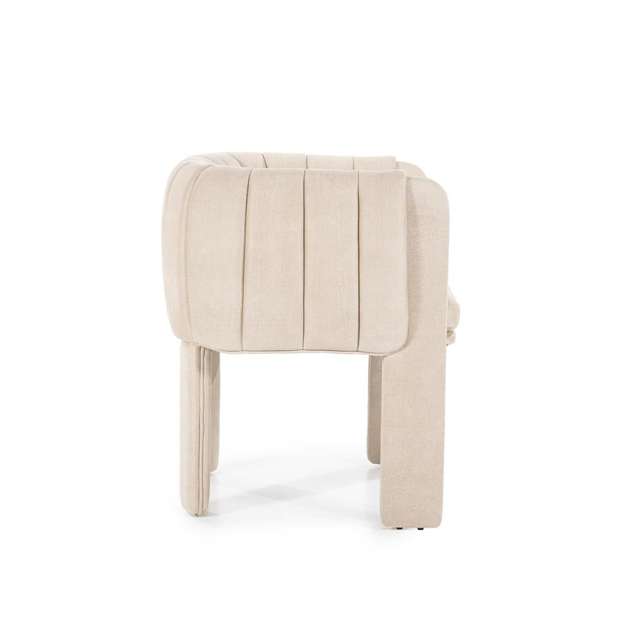 Eetkamerstoel Liselore | Beige Polyester | Met Armleuning