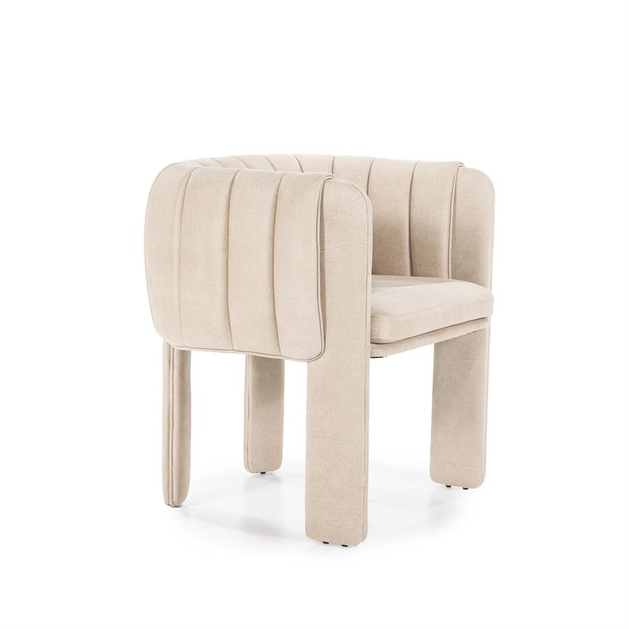Eetkamerstoel Liselore | Beige Polyester | Met Armleuning