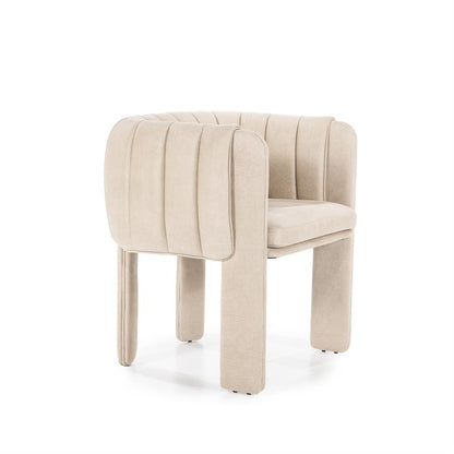 Eetkamerstoel Liselore | Beige Polyester | Met Armleuning