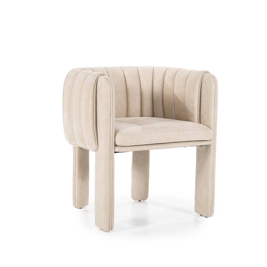 Eetkamerstoel Liselore | Beige Polyester | Met Armleuning