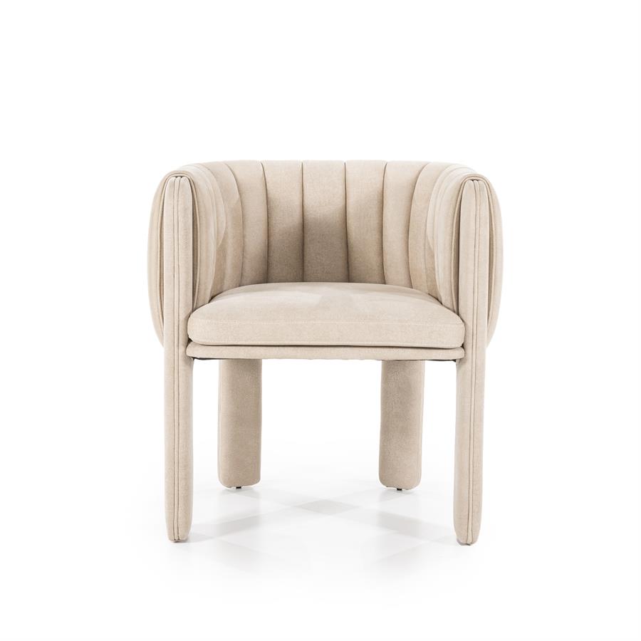 Eetkamerstoel Liselore | Beige Polyester | Met Armleuning
