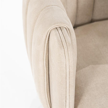 Eetkamerstoel Liselore | Beige Polyester | Met Armleuning