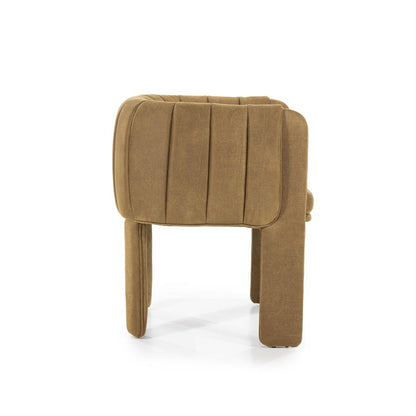 Eetkamerstoel Liselore | Bruin Polyester | Met Armleuning