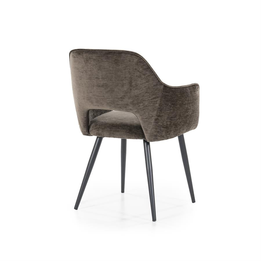 Eetkamerstoel Esmee | Bruin Polyester | Met Armleuning