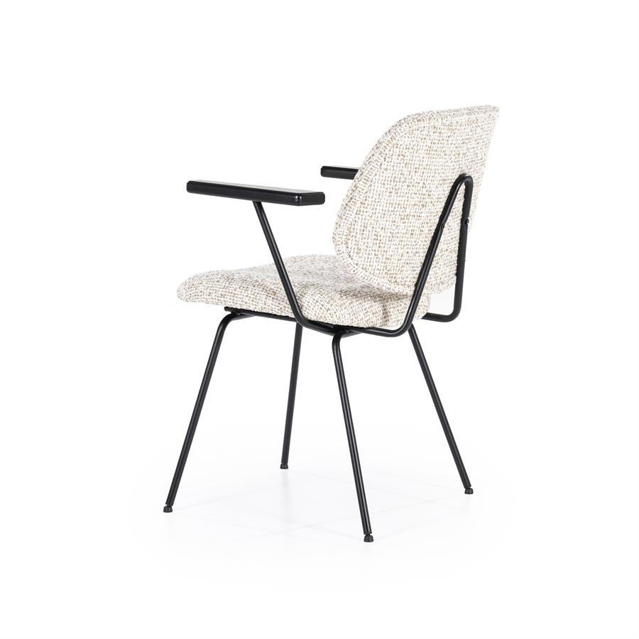 Eetkamerstoel Jon | Beige Stof | Met Armleuning