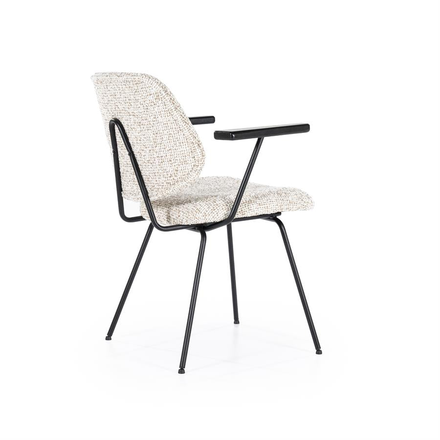 Eetkamerstoel Jon | Beige Stof | Met Armleuning