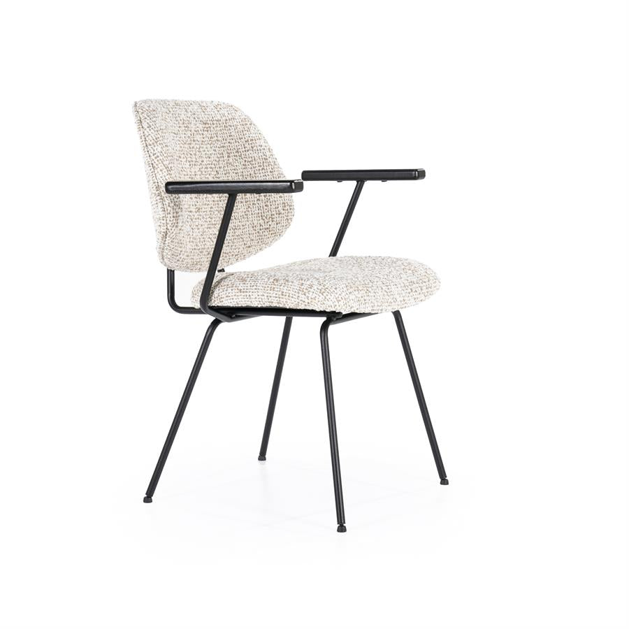 Eetkamerstoel Jon | Beige Stof | Met Armleuning