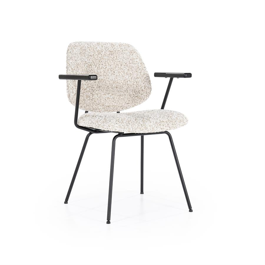 Eetkamerstoel Jon | Beige Stof | Met Armleuning