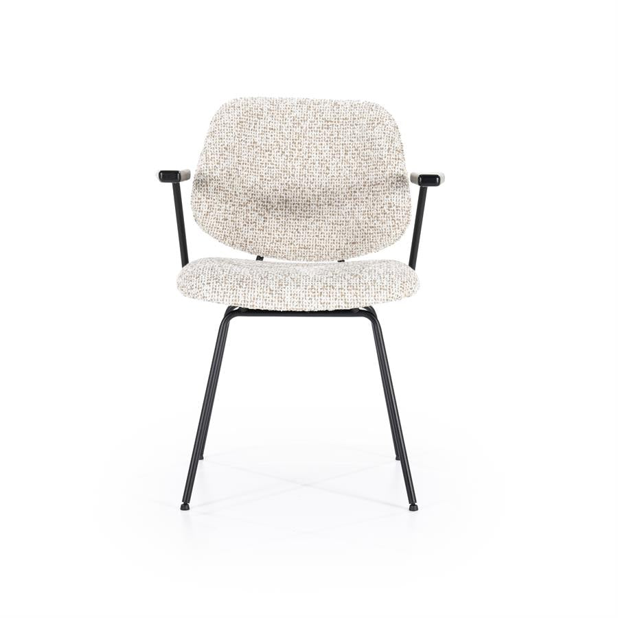 Eetkamerstoel Jon | Beige Stof | Met Armleuning